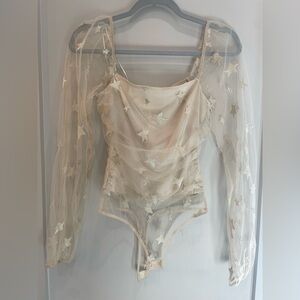 Le Lis Beige Embroidered Top